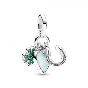 Charm Colgante Triple Trébol de Cuatro Hojas, Corazón y Herradura 792755C01