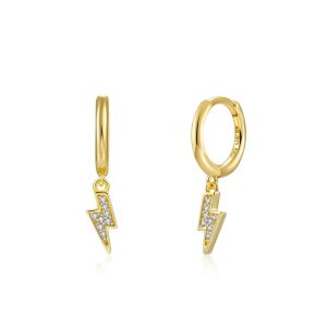 Pendientes Plata Aro y Rayo Pavé Gold