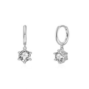 Pendientes Plata Aro y Circonita 6 Garras