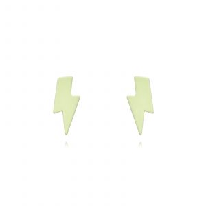 Pendientes Plata Rayo Mini con Esmalte Verde