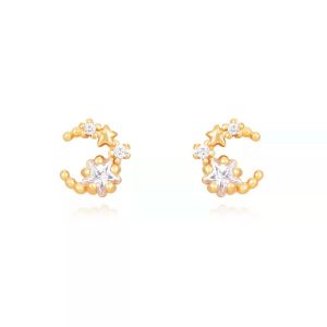 Pendientes Plata Luna de Estrellas Gold