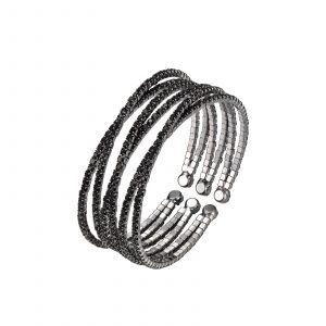 Pulsera Bronce Aros Entrelazados Circonitas Negras