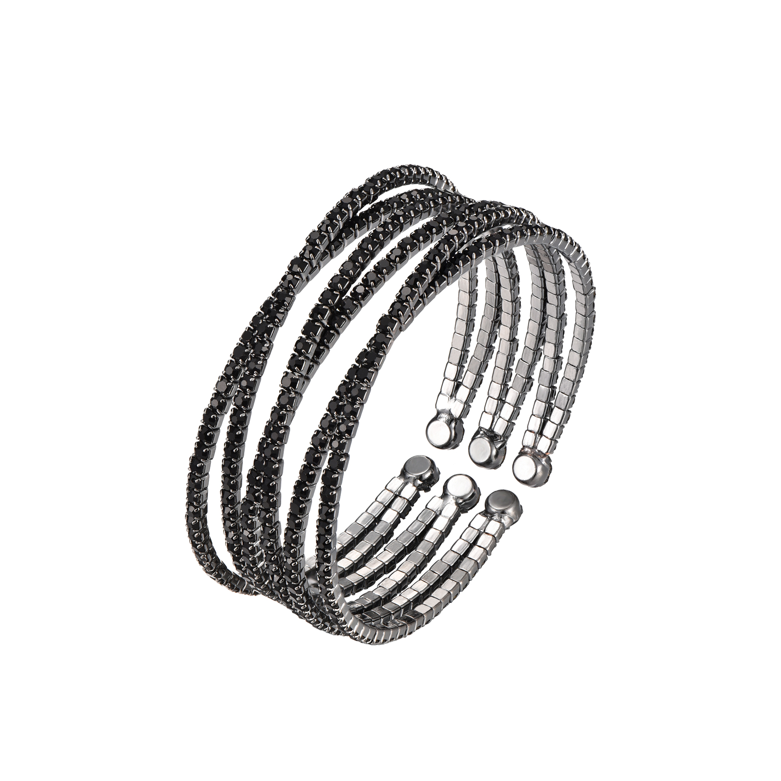 Pulsera Bronce Aros Entrelazados Circonitas Negras