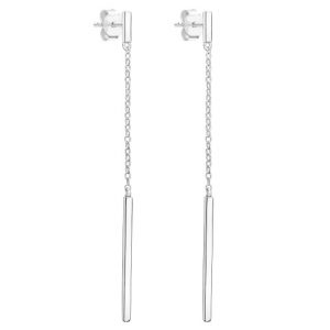 Pendientes Plata Largo Barras con Cadenita