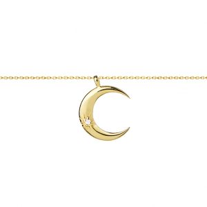 Collar Plata Luna Brillante Gold
