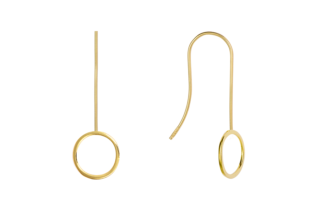 Pendientes Plata Hilo con Circulo Gold