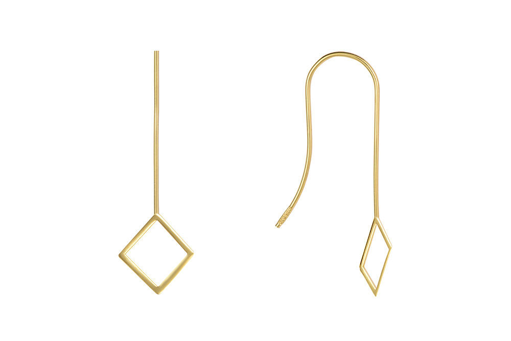 Pendientes Plata Hilo con Rombo Gold