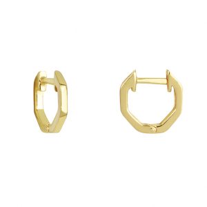 Pendientes Plata Aro Octógono 11mm Gold