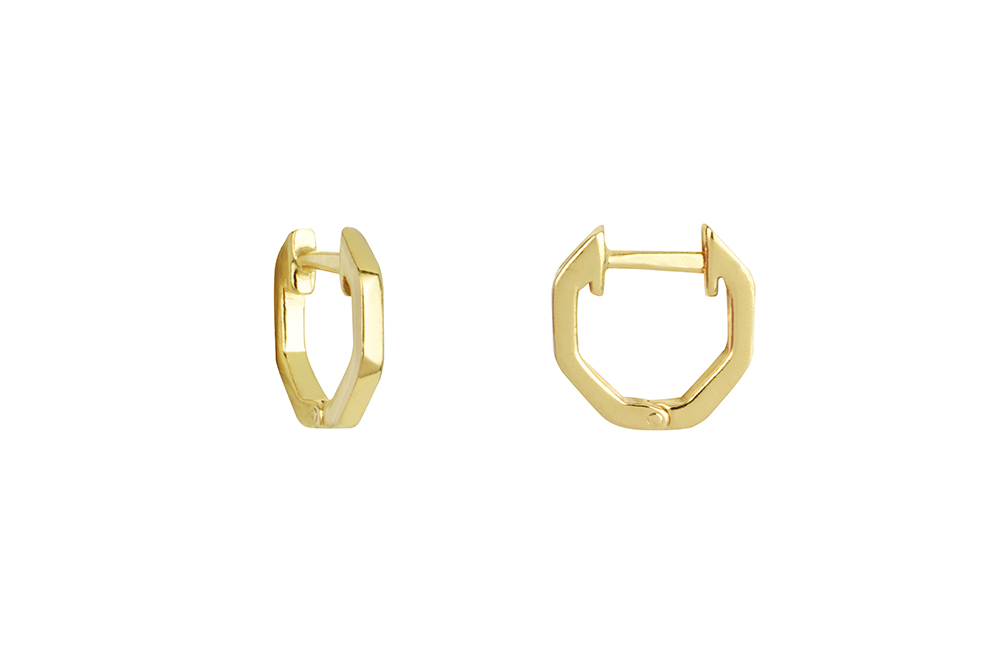 Pendientes Plata Aro Octógono 11mm Gold