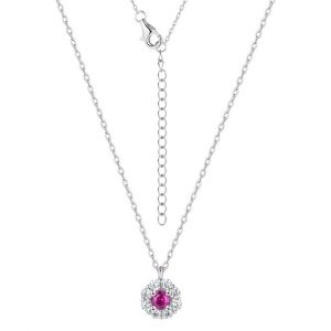 Collar Plata Roseta Roja
