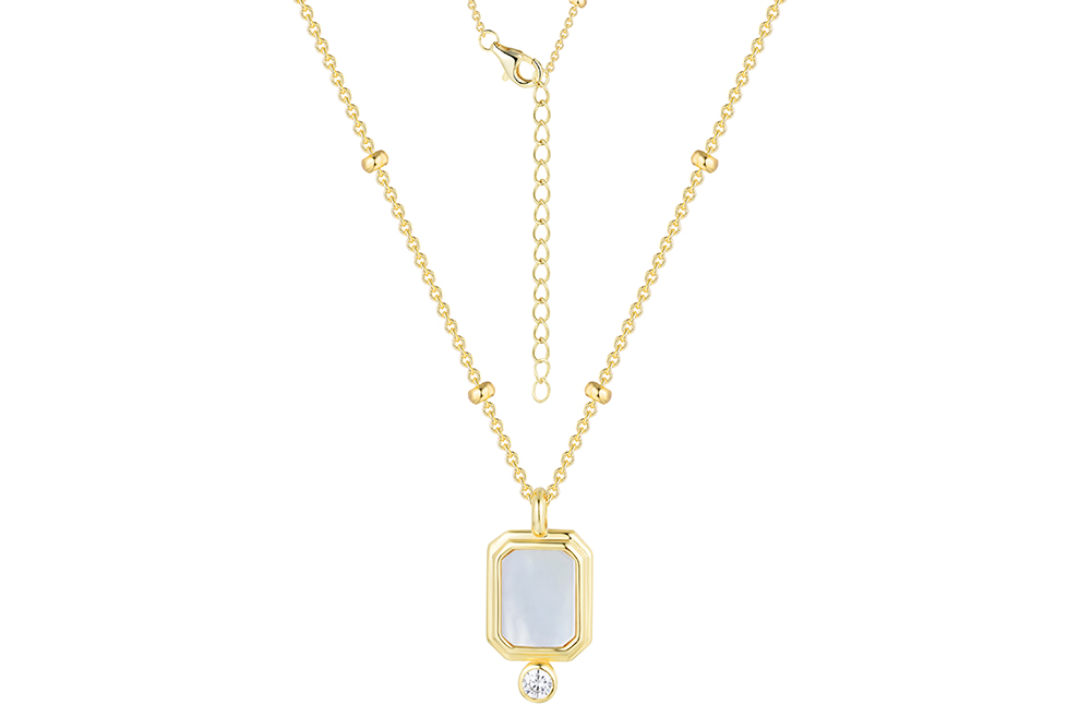 Collar Plata Medalla Octogonal Gold