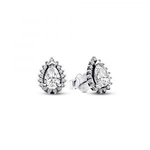 Pendientes de Botón Halo Brillante Corte Pera