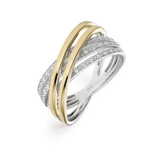 Anillo Oro Bicolor Aros con Diamantes