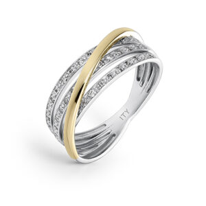 Anillo Oro Aro Bicolor y Aros con Diamantes
