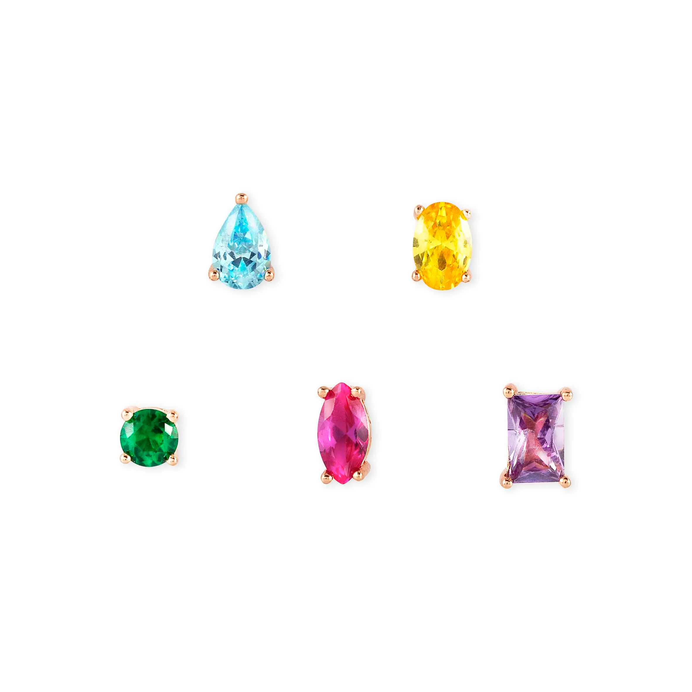 Set Pendientes Color Wave Oro Rosa Piedras de Color 149804 026