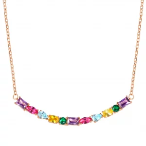 Collar Color Wave Oro Rosa Piedras de Color 149802 026