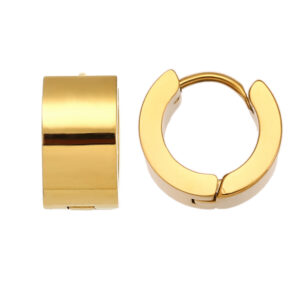 Pendientes Acero Aro Ancho 14mm Gold