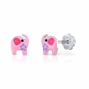Pendientes Plata Elefanta Rosa