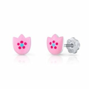 Pendientes Plata Tulipán Rosa