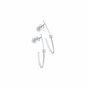 Pendientes  Aro Oro Blanco Alargado Brillante GB098OB