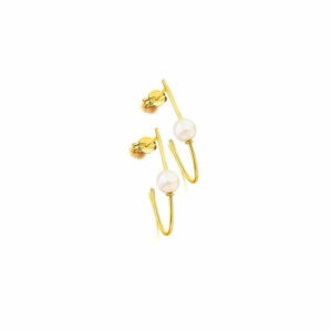 Pendientes  Aro Oro Alargado Perla GB099OA