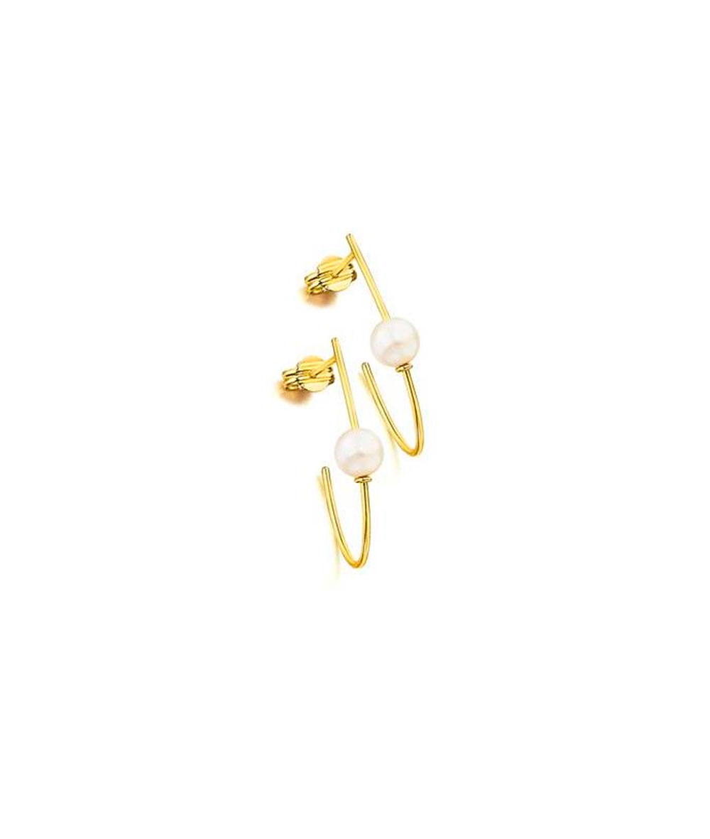 Pendientes Aro Oro Alargado Perla GB099OA