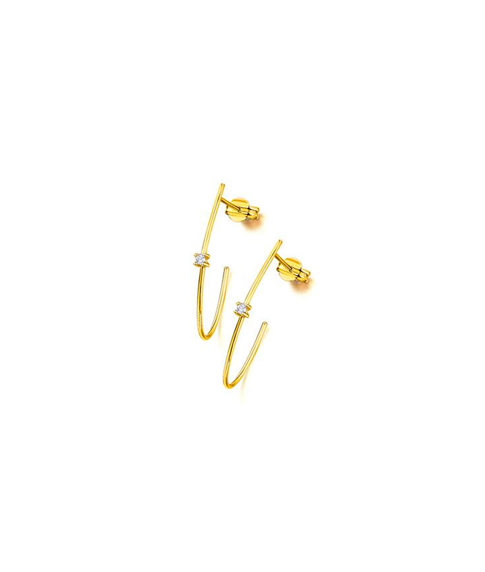 Pendientes Aro Oro Alargado Brillante GB098OA