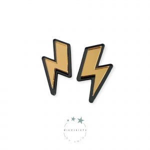 Pendientes Rayo Doble Dorado/Negro