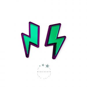 Pendientes Rayo Doble Verde/Morado