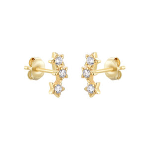 Pendientes Plata Estrellas Brillantes Gold