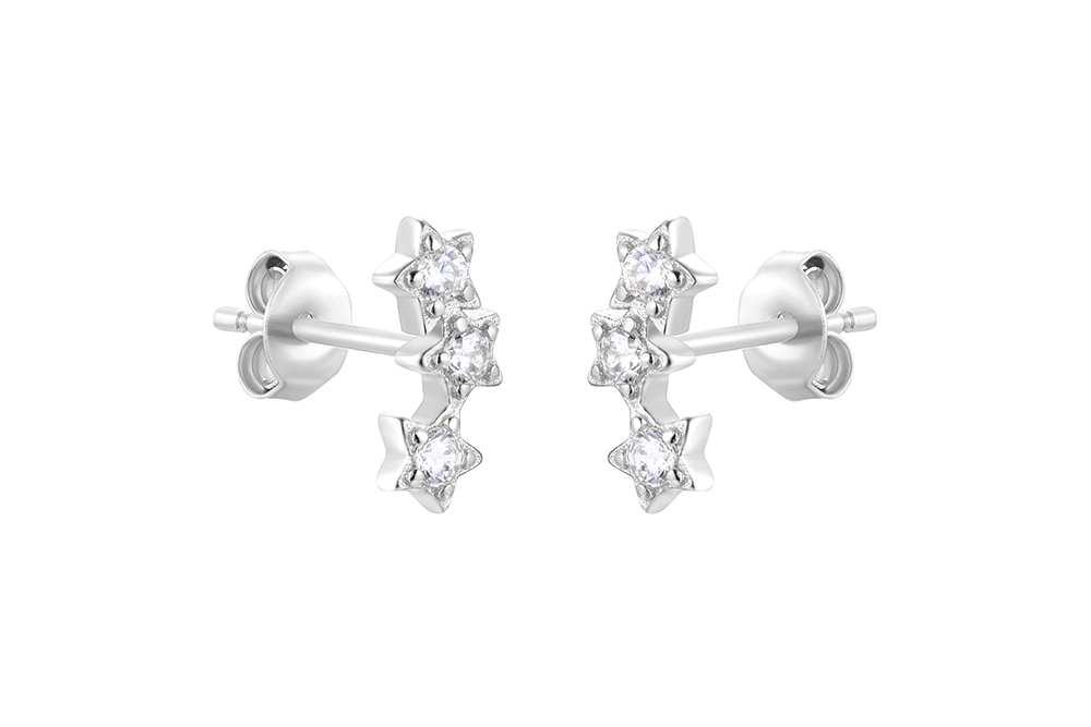 Pendientes Plata Estrellas Brillantes