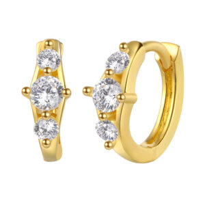 Pendientes Plata Aro triple Circonita Gold