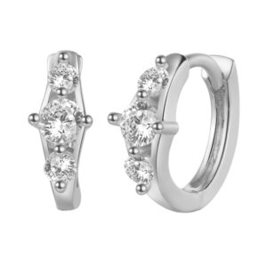 Pendientes Plata Aro triple Circonita