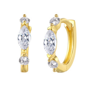 Pendientes Plata Aro Marquise 11mm Gold