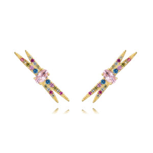 Pendientes Plata X Circonita Multicolor Gold