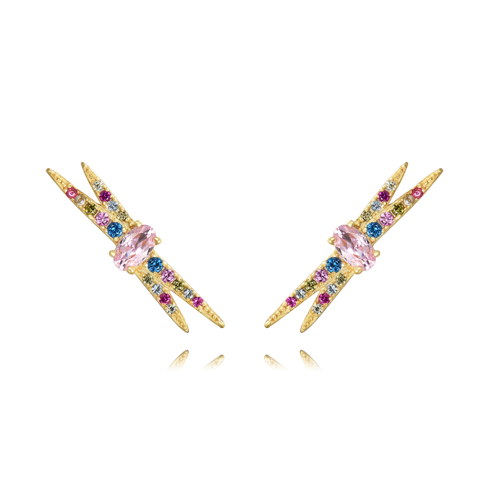 Pendientes Plata X Circonita Multicolor Gold