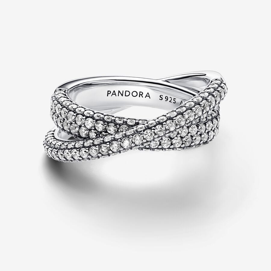 Anillo Doble Banda Cruzada en Pave 193022C01 - Imagen 2
