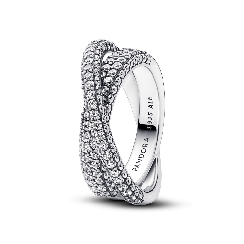 Anillo Doble Banda Cruzada en Pave 193022C01
