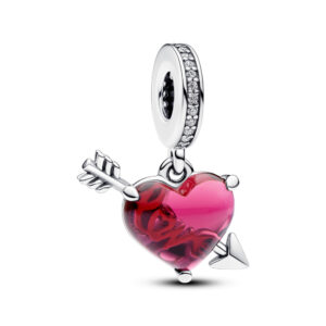 Charm Colgante de Cristal de Murano Corazón Rojo y Flecha 793085C01