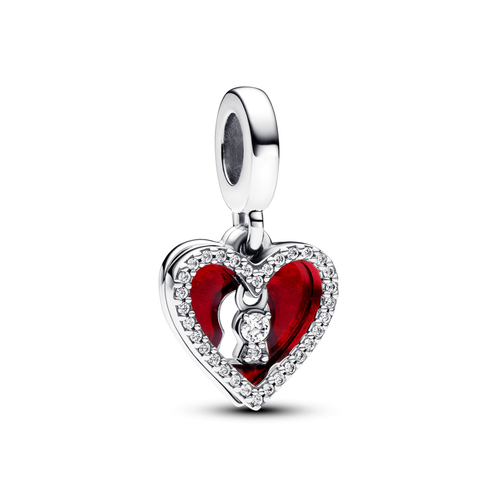 Charm Colgante Doble Corazón Rojo y Cerradura 793119C01