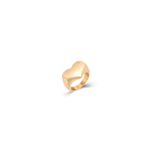 Anillo Acero Corazón Gold
