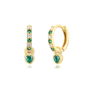 Pendientes Aro circonitas y Colgante Corazón Verde