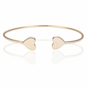 Pulsera Plata Abierta Corazones Gold