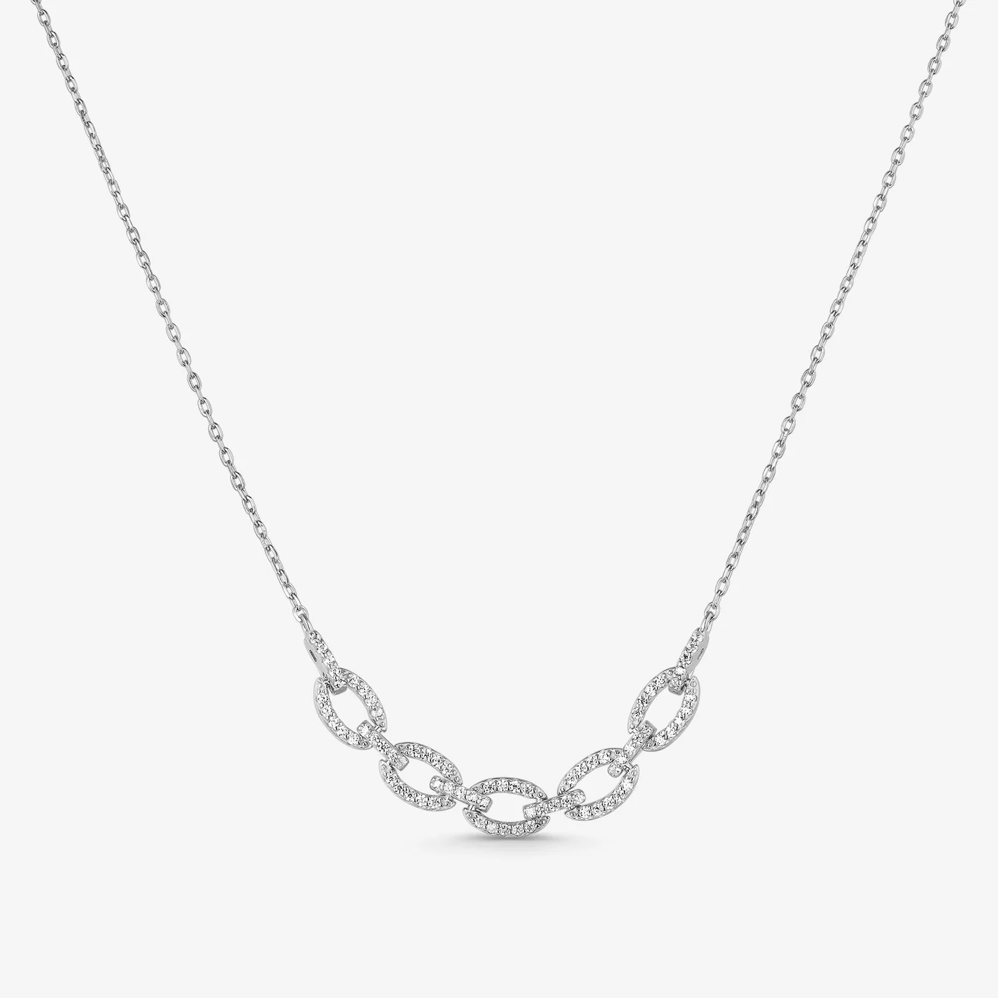 Collar en Plata con Circonitas Eslabones Grandes SNL-101-152-UU