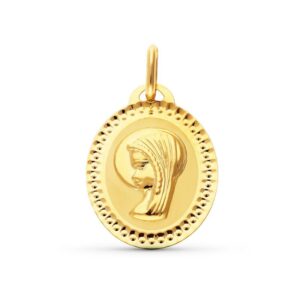 Medalla Oro 18k Virgen Niña Oval