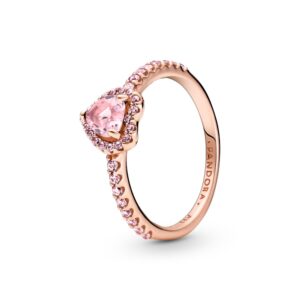Anillo Corazón Brillante Elevado Rosa 188421C04