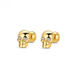 Pendiente Piercing Plata Calavera Gold