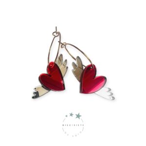 Pendientes Corazones Alados Rojo
