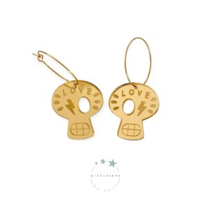 Pendientes Aro Skull Dorado