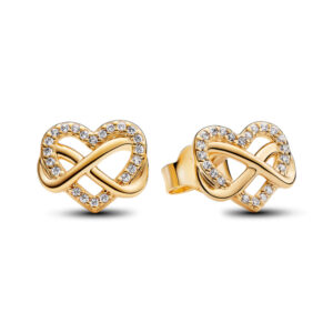 Pendientes de Botón Corazón Infinito Brillante 262667C01